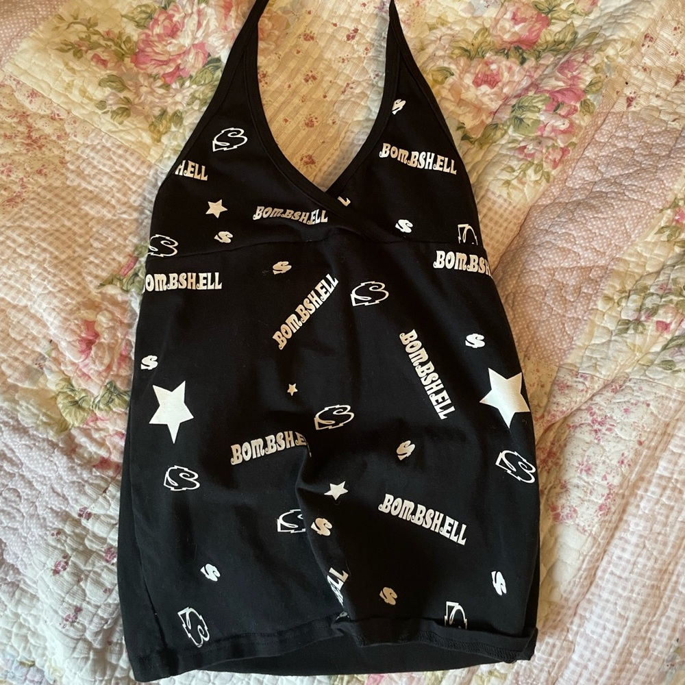 Y2k McBling Black Halter Top || perfect condition - size S or M